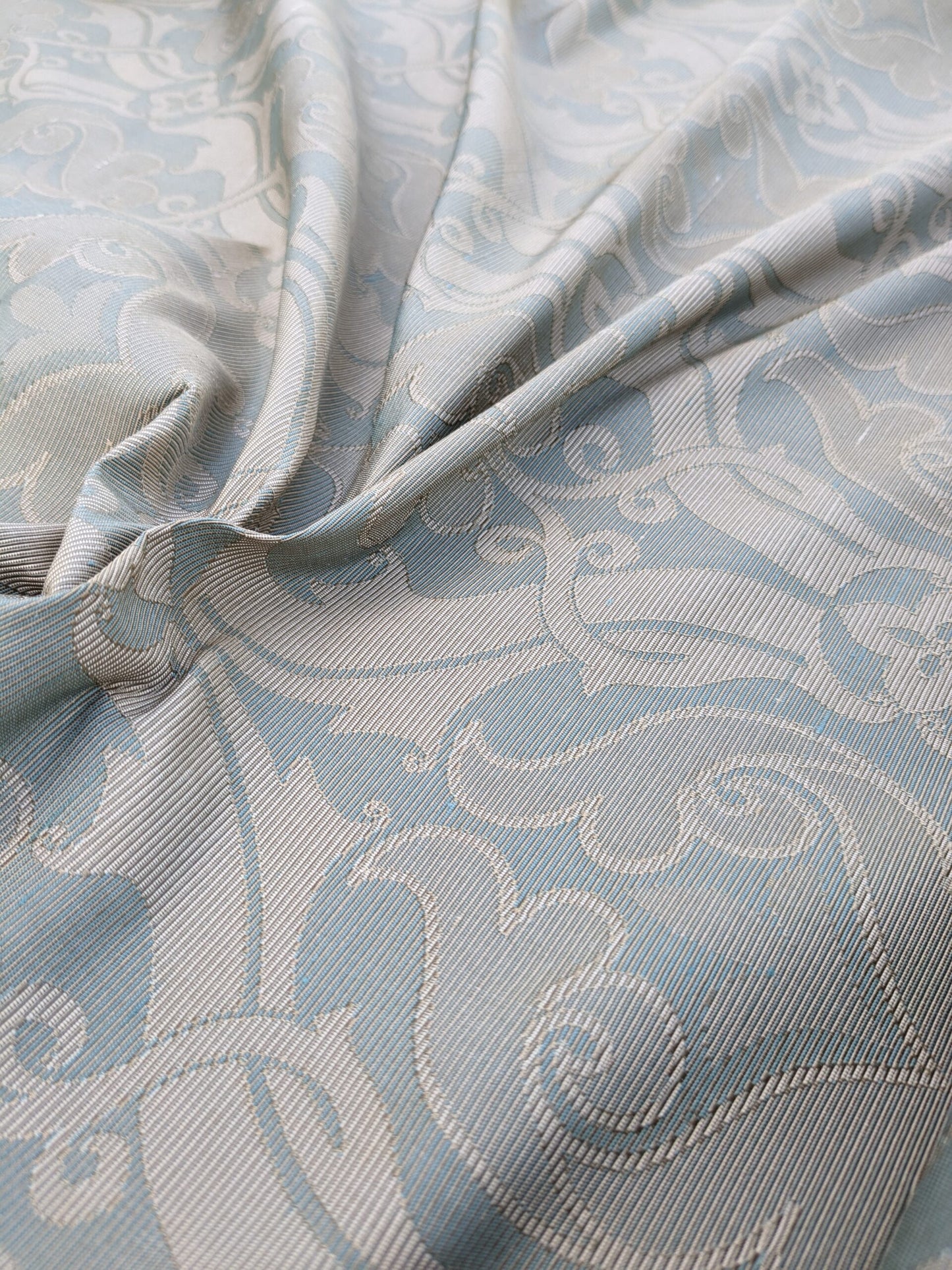 Scalamandre Namtu Silk Damask French Blue &amp; Tan Faille Medallion MSRP USD 300/Y