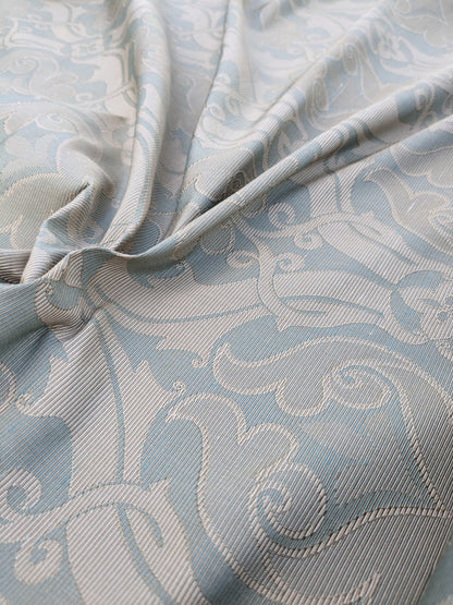 Scalamandre Namtu Silk Damask French Blue &amp; Tan Faille Medallion MSRP USD 300/Y