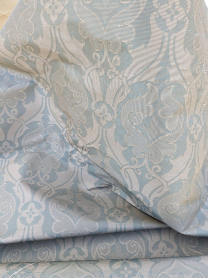 Scalamandre Namtu Silk Damask French Blue &amp; Tan Faille Medallion MSRP USD 300/Y