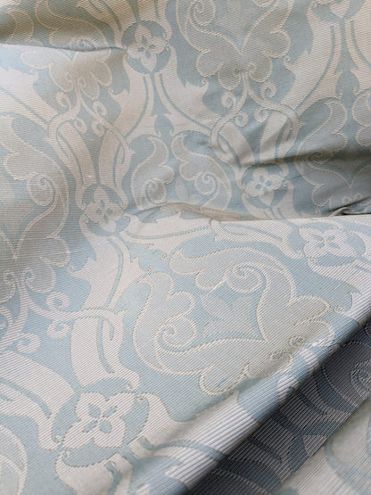 Scalamandre Namtu Silk Damask French Blue &amp; Tan Faille Medallion MSRP USD 300/Y