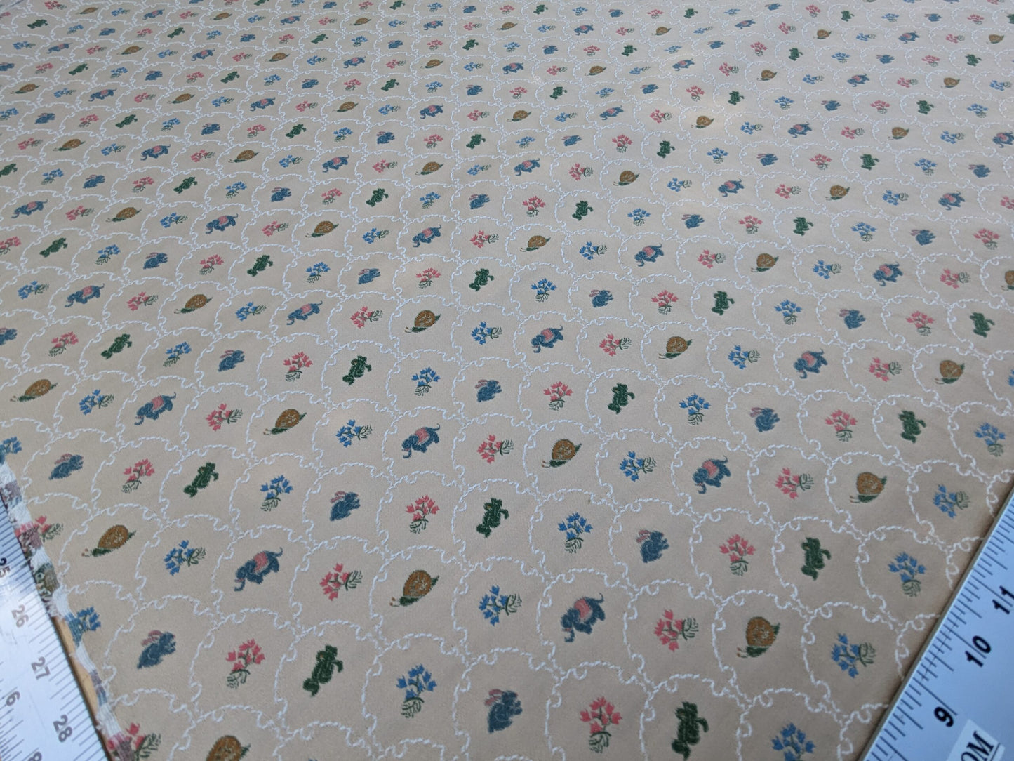 By Yd Kravet Zoology Weave Cotton Spring Animals Bunny Frog Elephant Snail Green Blue Pink on Tan MSRP USD 142/Y