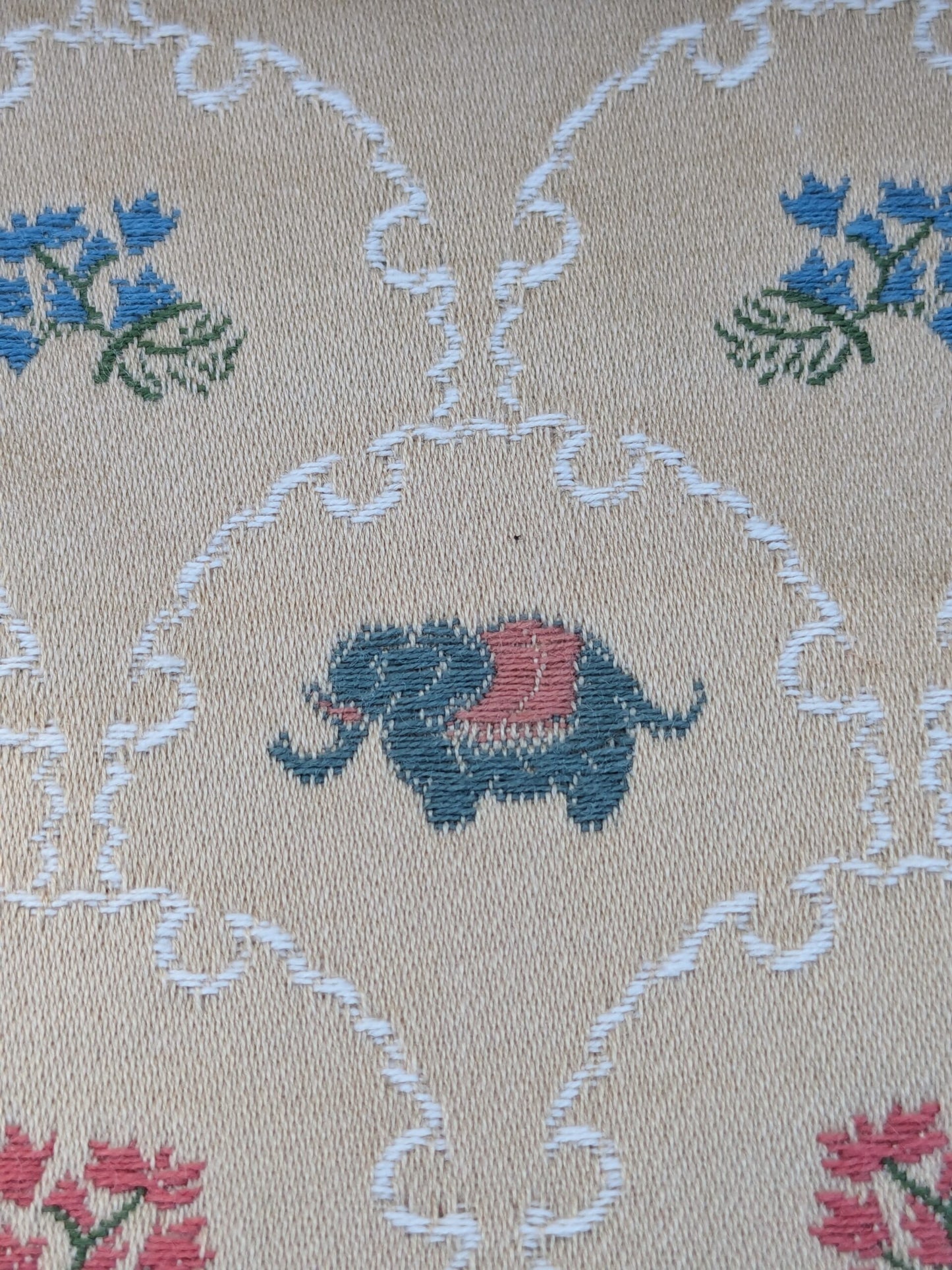 By Yd Kravet Zoology Weave Cotton Spring Animals Bunny Frog Elephant Snail Green Blue Pink on Tan MSRP USD 142/Y