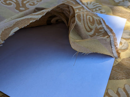 By Yd Lee Jofa Ashton Damask Gilt Gold Silk Sculptural Damask Reversible Medallion Renaissance MSRP USD 270/y