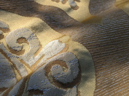 By Yd Lee Jofa Ashton Damask Gilt Gold Silk Sculptural Damask Reversible Medallion Renaissance MSRP USD 270/y