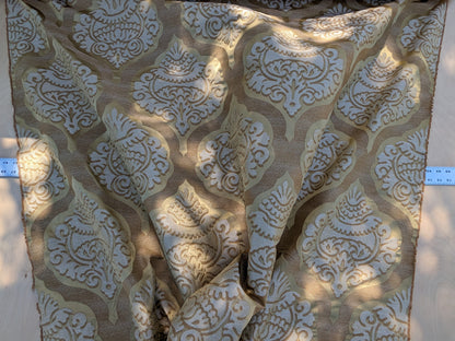 By Yd Lee Jofa Ashton Damask Gilt Gold Silk Sculptural Damask Reversible Medallion Renaissance MSRP USD 270/y