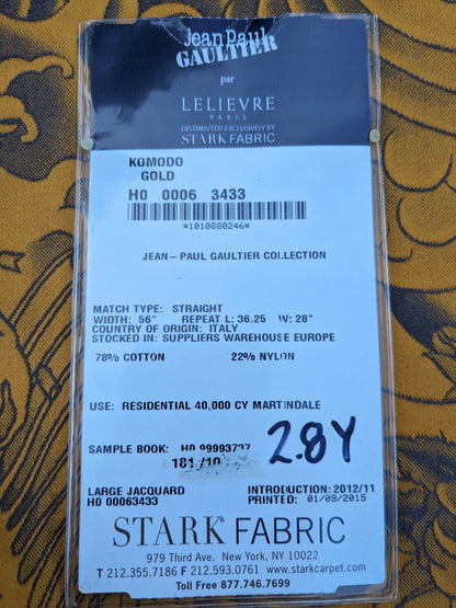 2 EV35 Length 2.8y Jean Paul Gaultier Komodo Gold Blue Chinoiserie Fish Dragon Bird Animal MSRP USD 772/y