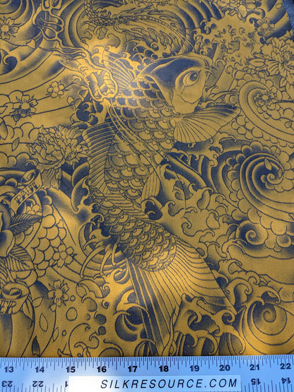 2 EV35 Length 2.8y Jean Paul Gaultier Komodo Gold Blue Chinoiserie Fish Dragon Bird Animal MSRP USD 772/y