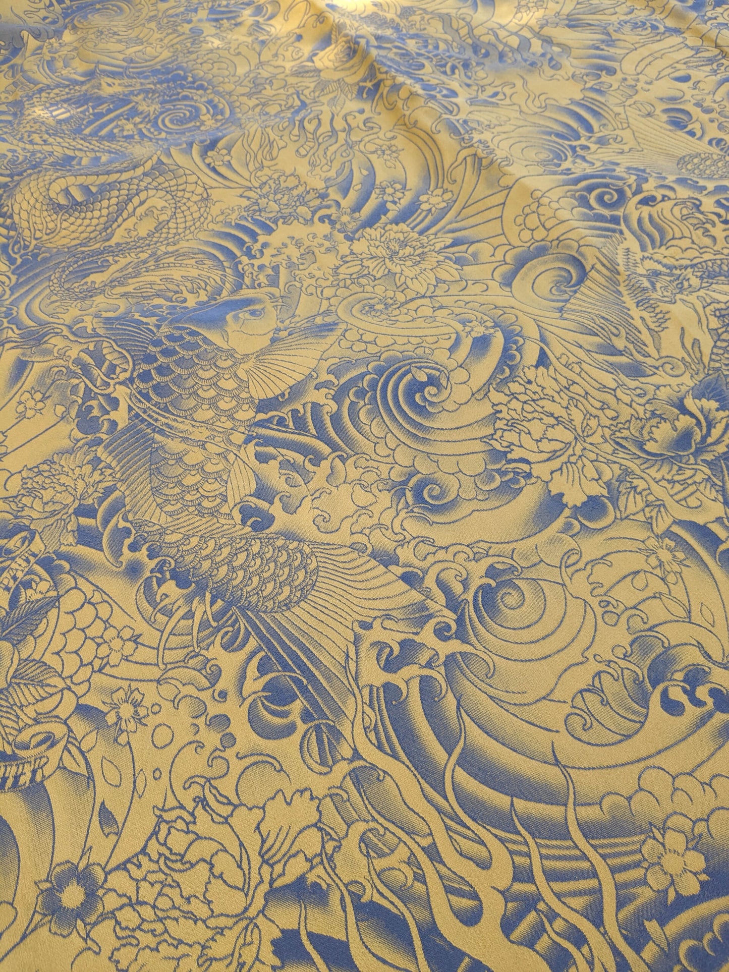 2 EV35 Length 2.8y Jean Paul Gaultier Komodo Gold Blue Chinoiserie Fish Dragon Bird Animal MSRP USD 772/y