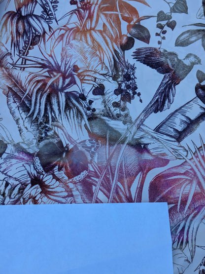 4 EV35 Length 2.5y Christian Fischbacher Benu Splash Citrus Berry Orange Pink Blue White Bird Floral Print Polyester MSRP USD 300+/y