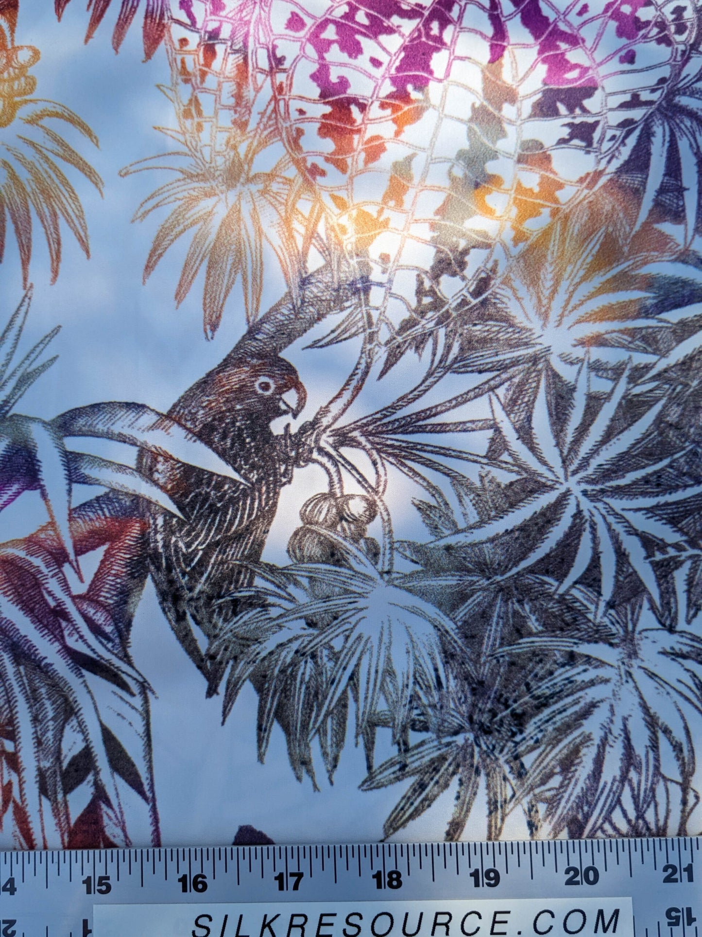 4 EV35 Length 2.5y Christian Fischbacher Benu Splash Citrus Berry Orange Pink Blue White Bird Floral Print Polyester MSRP USD 300+/y