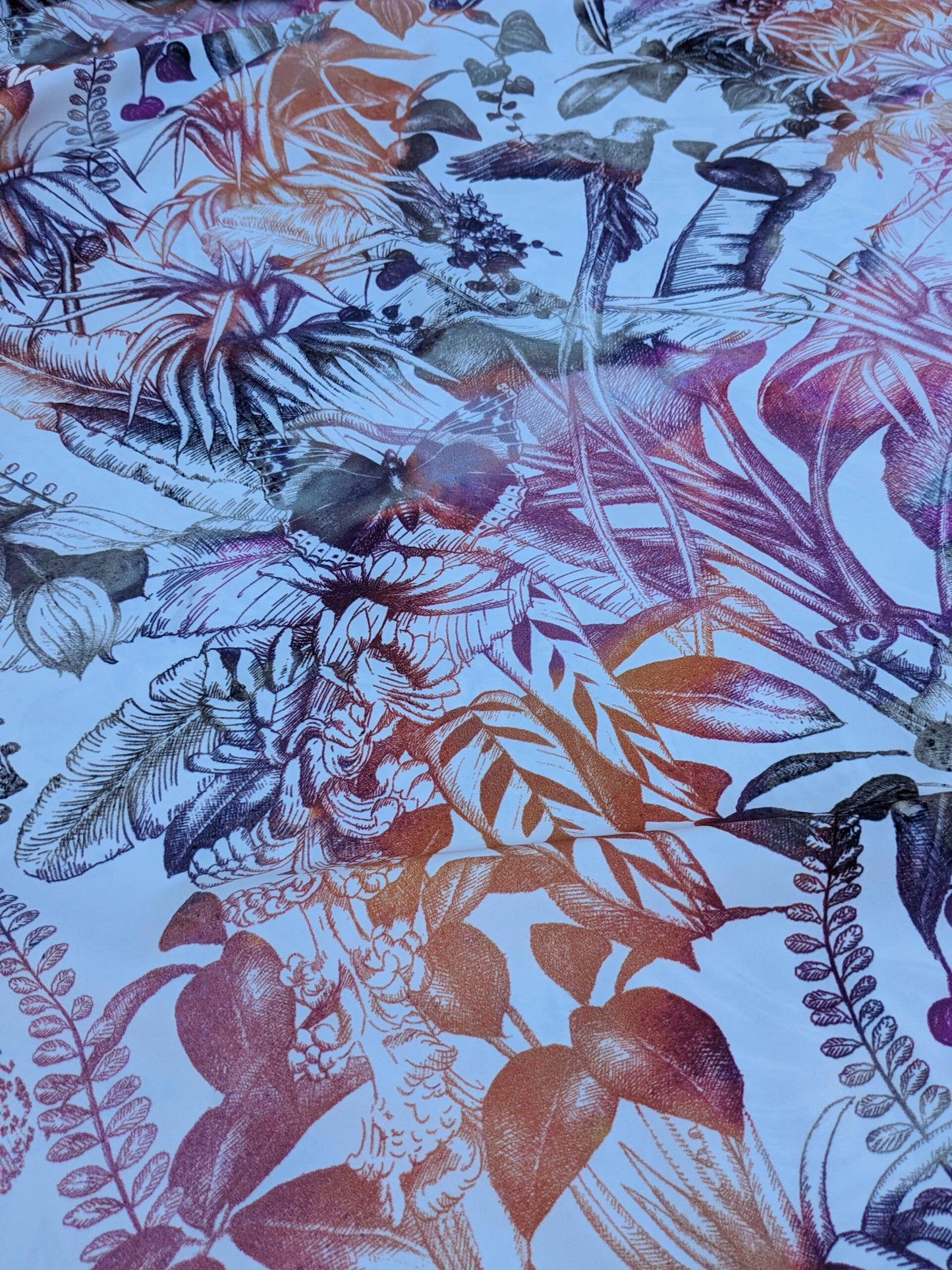 4 EV35 Length 2.5y Christian Fischbacher Benu Splash Citrus Berry Orange Pink Blue White Bird Floral Print Polyester MSRP USD 300+/y