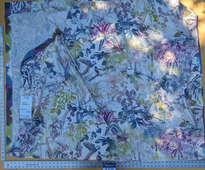 5 EV35 Length 2.5y Christian Fischbacher Benu Splash Midnight Plum Berry Yellow Pink Blue White Bird Floral Print Polyester MSRP USD 300+/y