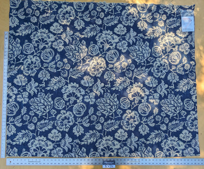 8 EV35 Length 1.2y Scalamandre Calais Linen Print Indigo Blue White Mediterrinan Pomegranite Block Print Heavy Linen MSRP USD300+/y