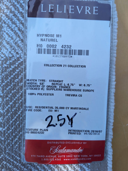 9 EV35 Length 2.5y Lelievre Hypnose M1 Naturel White Beige Texture Plain Plaid Square MSRP USD 400+/y