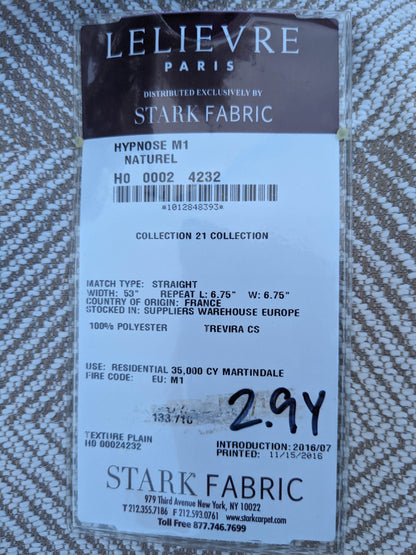 10 EV35 Length 2.9y Lelievre Hypnose M1 Naturel White Beige Texture Plain Plaid Square MSRP USD 400+/y