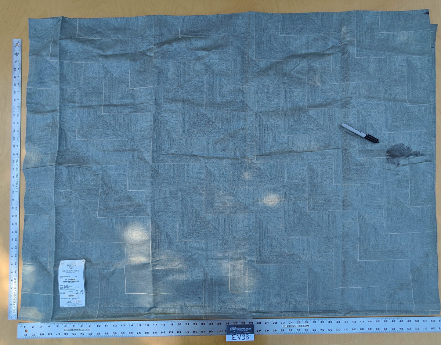 12 EV35 Length 2.1y Grey Watkins The Right Angle Aqua Blue Damask Geometric MSRP USD 264/y