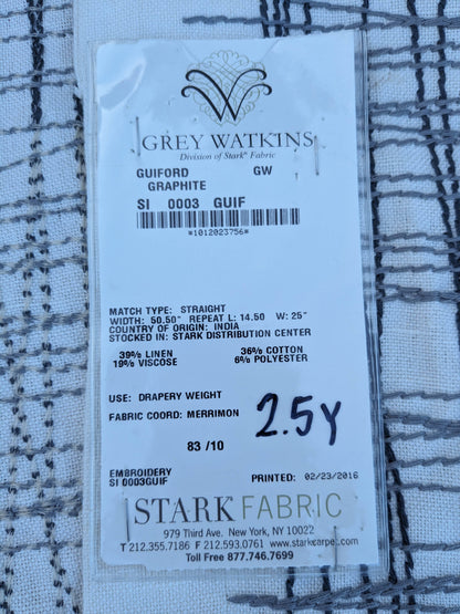14 EV35 Length 2.5y Grey Watkins Guiford Graphite White Gray Black Embroidery Abstract MSRP USD 300+/y