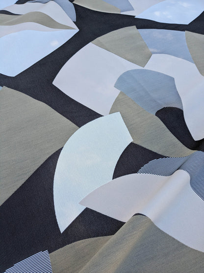 16 EV35 Length 2.8y Lelievre Paris Allure M1 Evening Black Brown White Beige Large Jacquard Abstract Graphic MSRP USD574/y