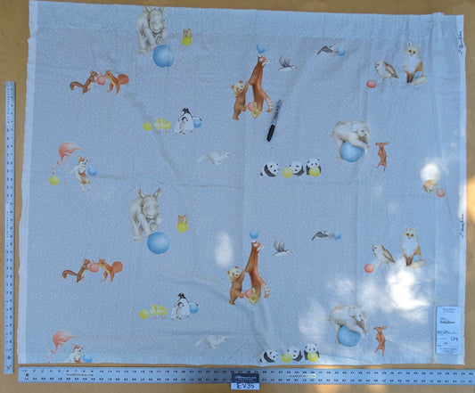 24 EV35 Length 1.3y Christian Fischbacher Mignon Blue Multi Animals Birds Panda Fox Elephant Cotton MSRP USD 300+/y