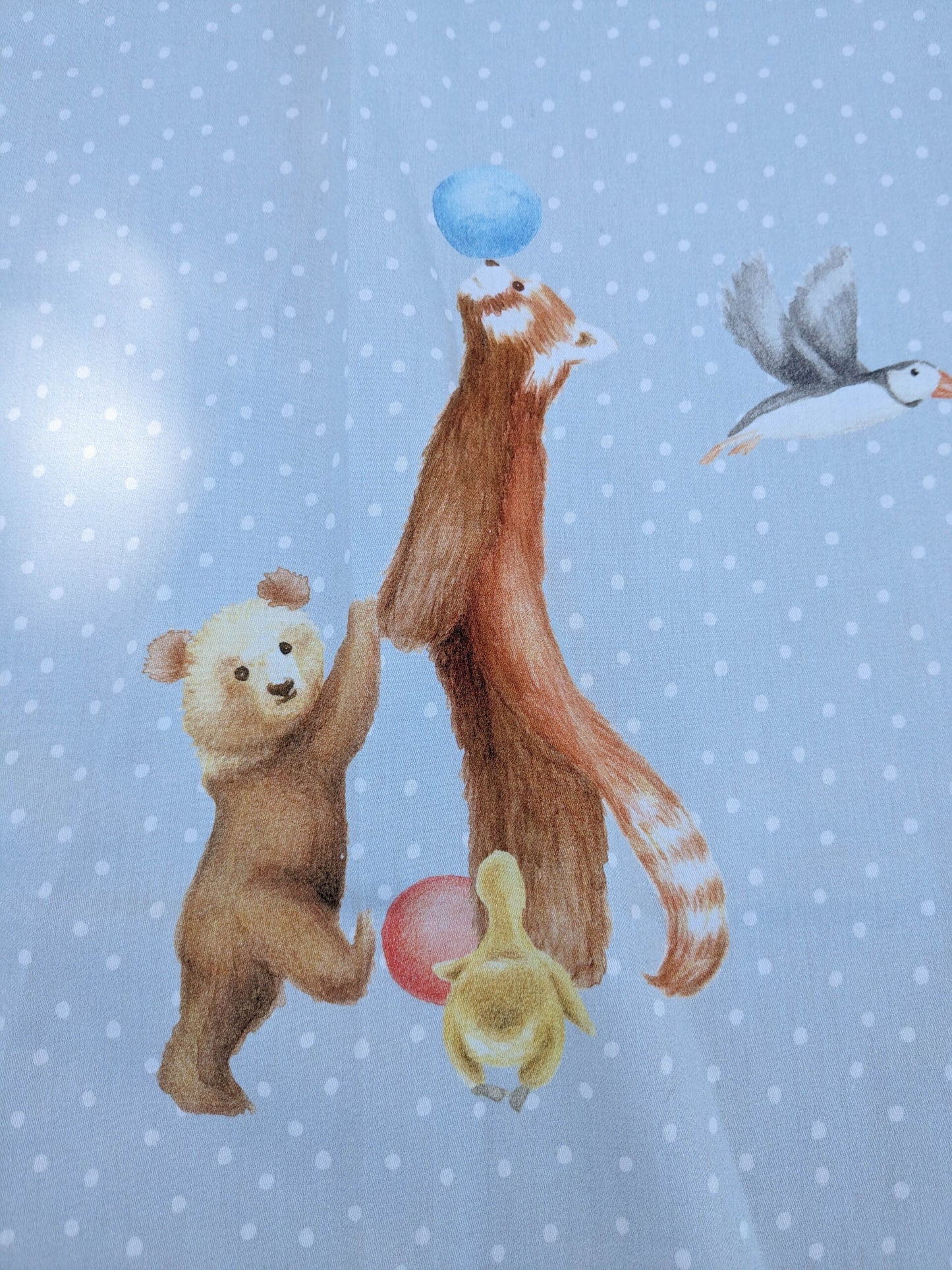 24 EV35 Length 1.3y Christian Fischbacher Mignon Blue Multi Animals Birds Panda Fox Elephant Cotton MSRP USD 300+/y