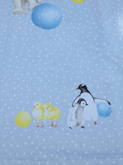 24 EV35 Length 1.3y Christian Fischbacher Mignon Blue Multi Animals Birds Panda Fox Elephant Cotton MSRP USD 300+/y