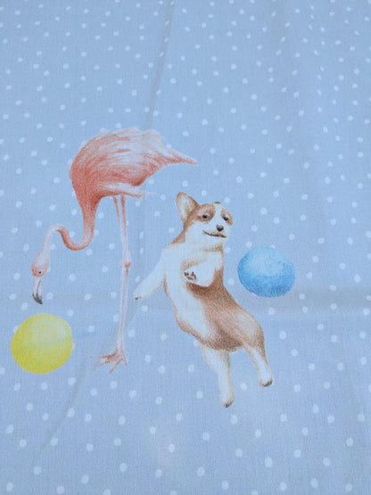 24 EV35 Length 1.3y Christian Fischbacher Mignon Blue Multi Animals Birds Panda Fox Elephant Cotton MSRP USD 300+/y