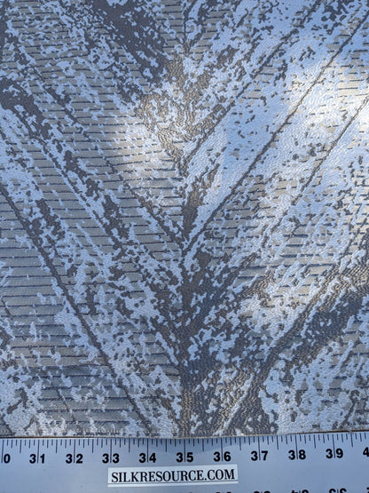 26 EV35 Length 1.5y Old World Weavers Chiron Cosmic Dust Beige Silver White  Jacquard Velvet Chevron Herringbone MSRP USD 500+/y