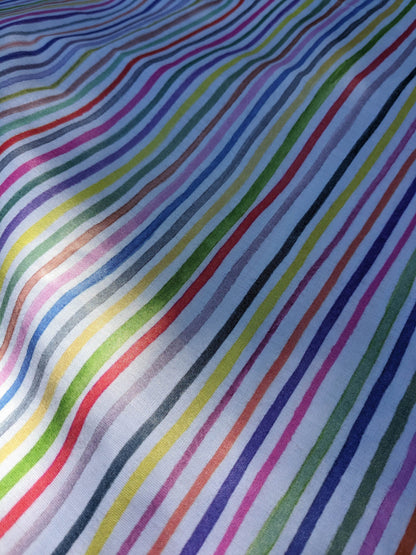 28 EV35 Length 2.5y Christian Fischbacher Ahoi Candy Stripe Sheers Rainbow Colors Children Nursery MSRP USD400+/y