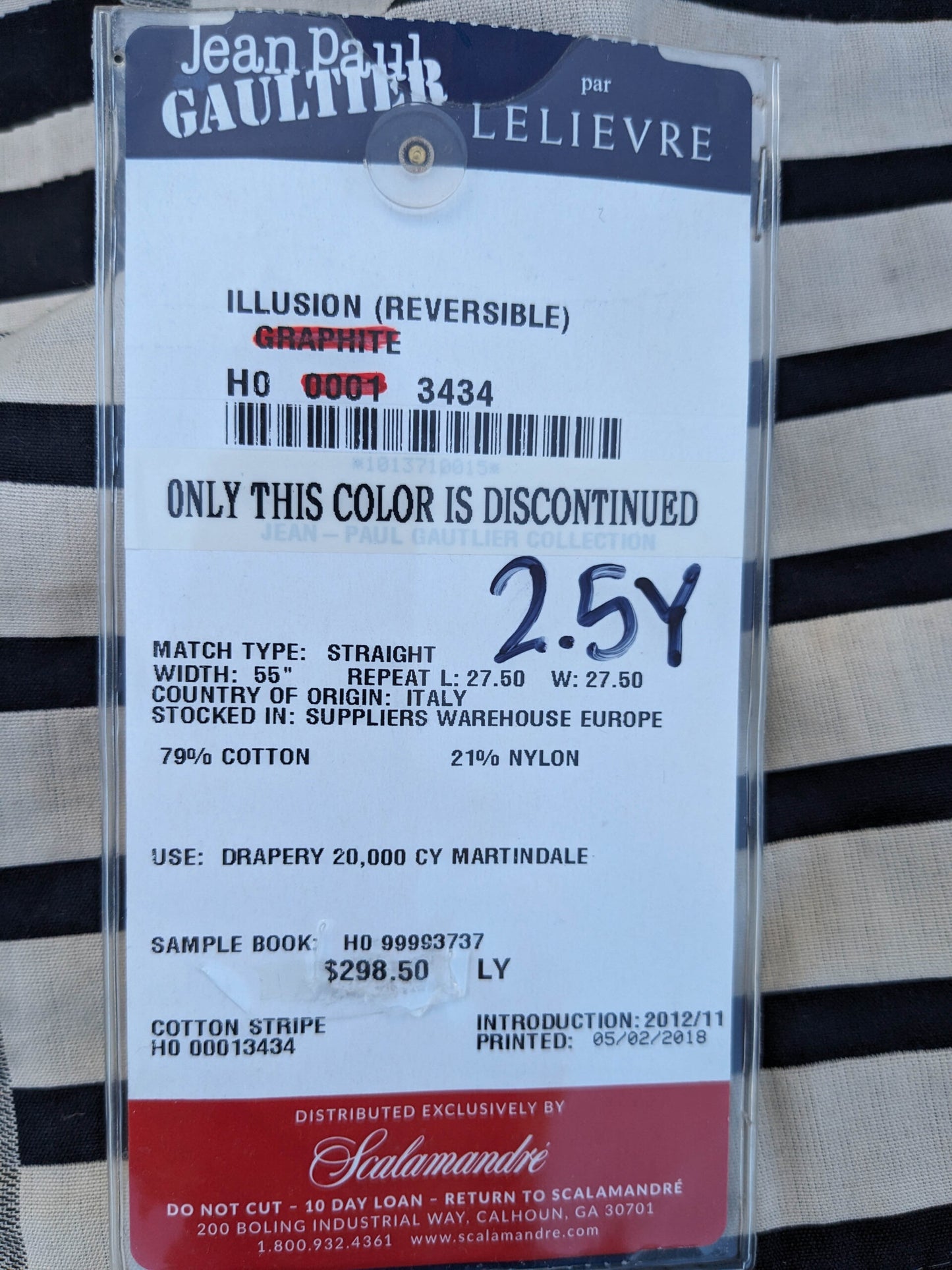 29 EV35 Length 2.5y Jean Paul Gaultier Illusion Reversible Graphite Black Beige Cotton stripe MSRP USD 644/y