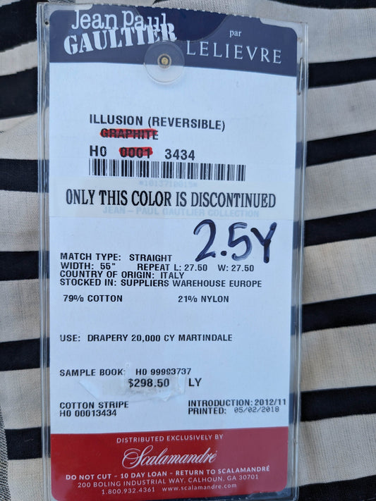 29 EV35 Length 2.5y Jean Paul Gaultier Illusion Reversible Graphite Black Beige Cotton stripe MSRP USD 644/y
