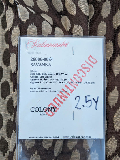 31 EV35 Length 2.5y Scalamandre Savanna Off White Brown Sheer Small Scale Dot Circle MSRP USD 300+/y