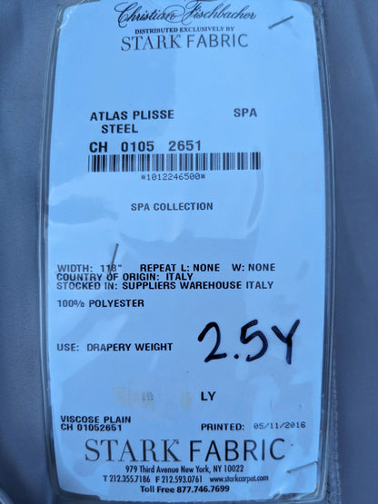 33 EV35 Length 2.5y Christian Fischbacher Atlas Plisse Steel Gray Viscose Plain MSRP USD300+/y