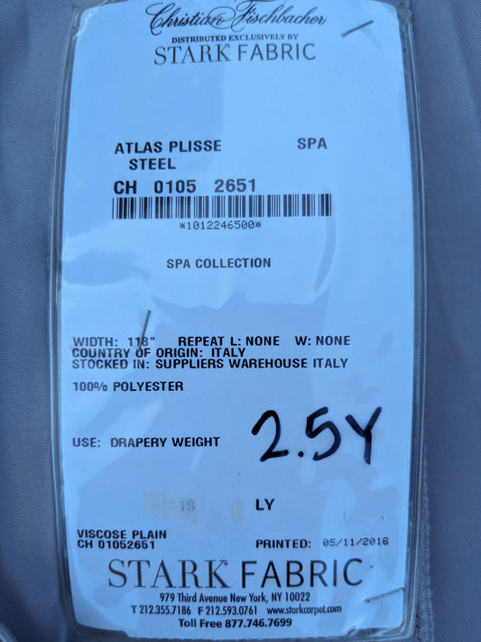 33 EV35 Length 2.5y Christian Fischbacher Atlas Plisse Steel Gray Viscose Plain MSRP USD300+/y