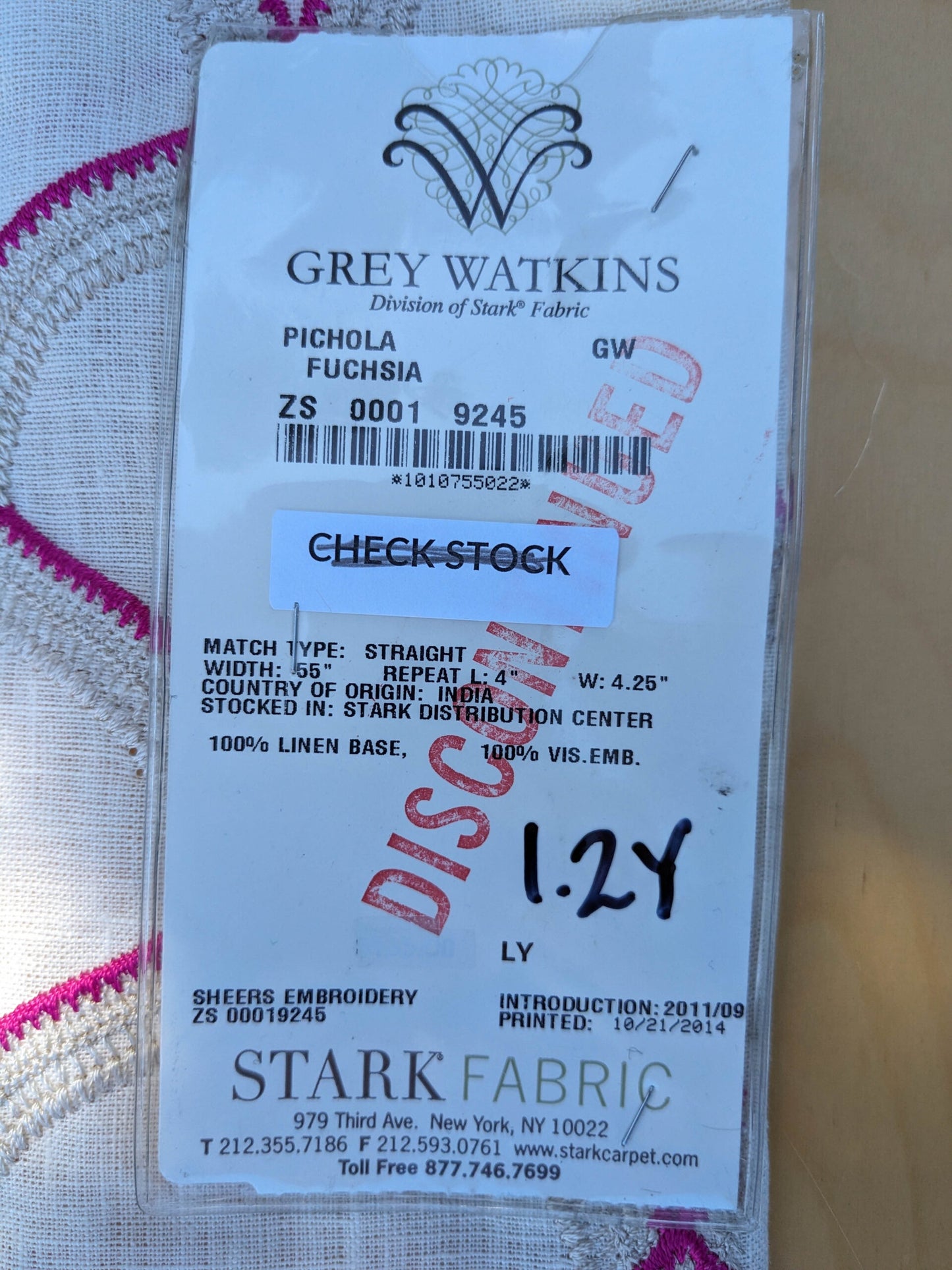 36 EV35 Length 1.2y Grey Watkins Scalamandre Pichola Fuschia Pink Beige Diamond Ogee MSRP USD 300+/y