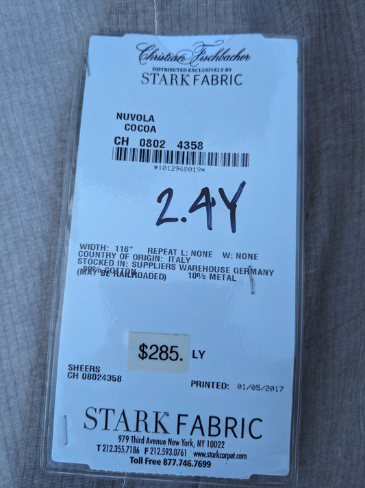 37 EV35 Length 2.4y Christian Fischbacher Nuvola Cocoa Gray Sheers Stripe MSRP USD 300+/y