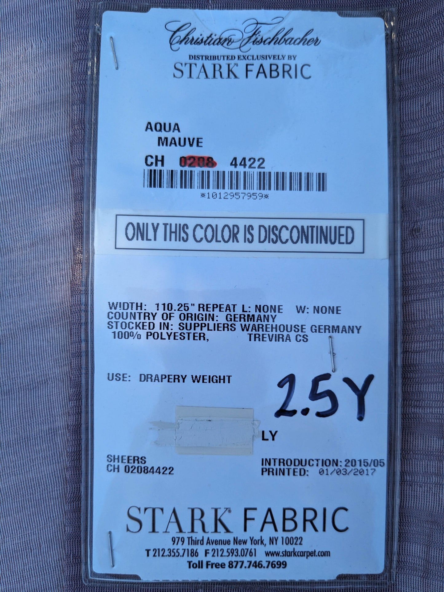 39 EV35 Length 2.5y Christian Fischbacher Aqua Mauve  Purple Solid MSRP USD 200+/y