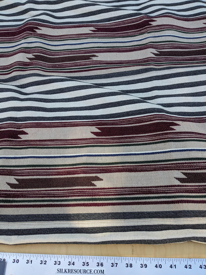 44 EV35 Length 2.5y Scalamandre Cheyenne Bordeauz Zolfo Red Beige White Jacquard Graphic Stripe MSRP USD 200+/y