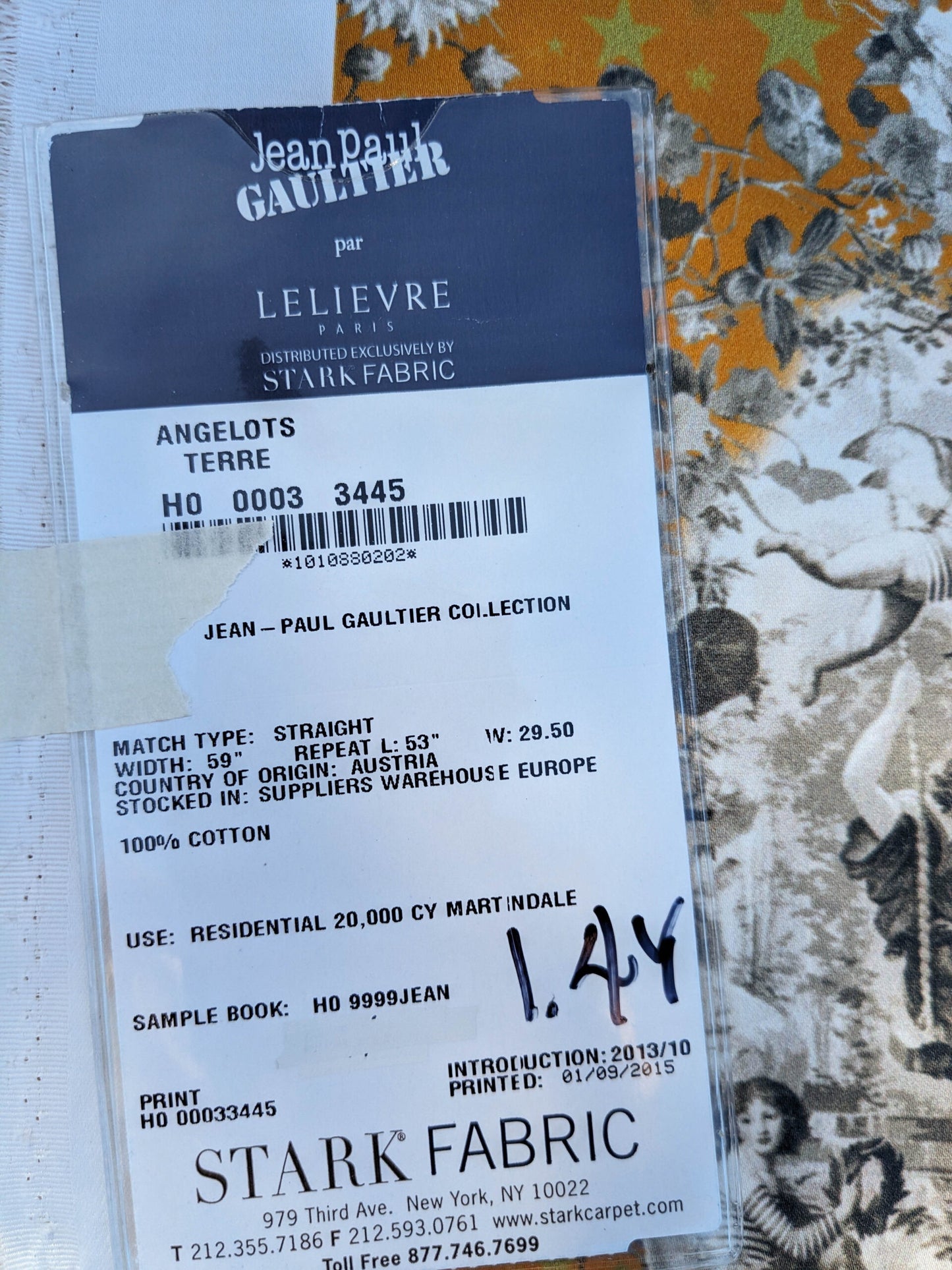 46 EV35 Length 1.4y Jean Paul Gaultier Angelots Terre Orange White Floral Landscape Medallion MSRP USD 506/y