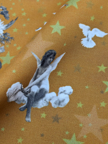 46 EV35 Length 1.4y Jean Paul Gaultier Angelots Terre Orange White Floral Landscape Medallion MSRP USD 506/y