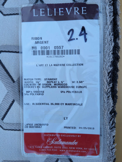 48 EV35 Length 2.4y Lelievre Ribon Argent Black Beige Jacquard Diamond Ogee Fretwork Lattice Large Jacquard MSRP USD 300+/y