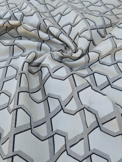 48 EV35 Length 2.4y Lelievre Ribon Argent Black Beige Jacquard Diamond Ogee Fretwork Lattice Large Jacquard MSRP USD 300+/y