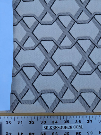 48 EV35 Length 2.4y Lelievre Ribon Argent Black Beige Jacquard Diamond Ogee Fretwork Lattice Large Jacquard MSRP USD 300+/y