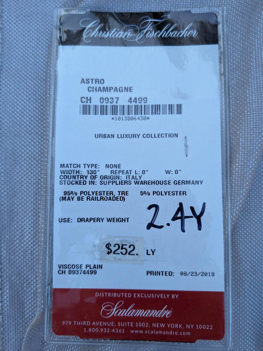 49 EV35 Length 2.4y Christian Fischbacher Astro Champagne Gray Viscose Plain MSRP USD400+/y