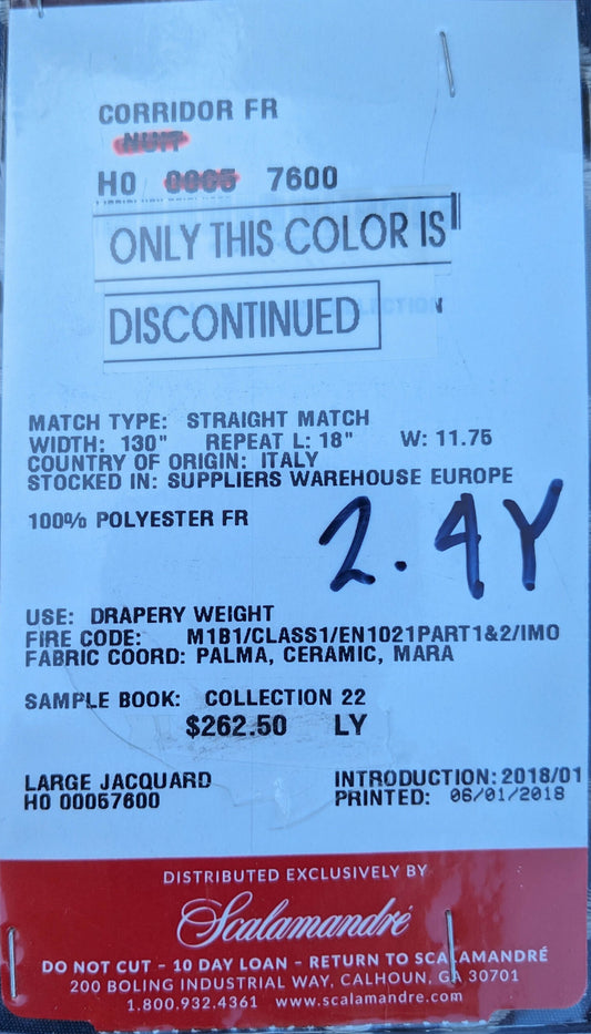 50 EV35 Length 2.4y Scalamandre Corridor FR Nuit Blue White Large Jacquard Diamond Geometric MSRP UD300+/y