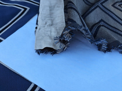 50 EV35 Length 2.4y Scalamandre Corridor FR Nuit Blue White Large Jacquard Diamond Geometric MSRP UD300+/y