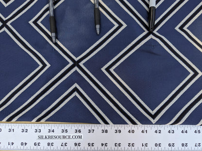 50 EV35 Length 2.4y Scalamandre Corridor FR Nuit Blue White Large Jacquard Diamond Geometric MSRP UD300+/y