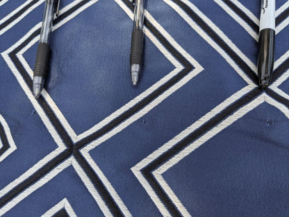 50 EV35 Length 2.4y Scalamandre Corridor FR Nuit Blue White Large Jacquard Diamond Geometric MSRP UD300+/y