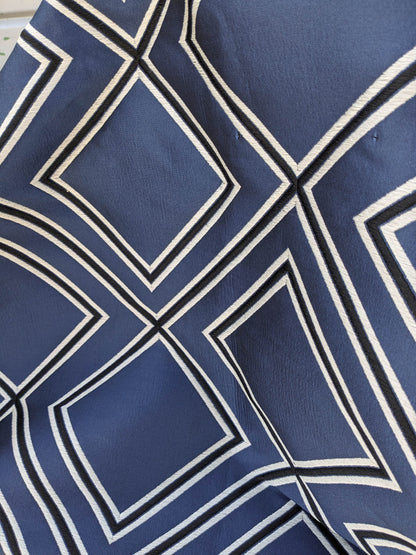 50 EV35 Length 2.4y Scalamandre Corridor FR Nuit Blue White Large Jacquard Diamond Geometric MSRP UD300+/y