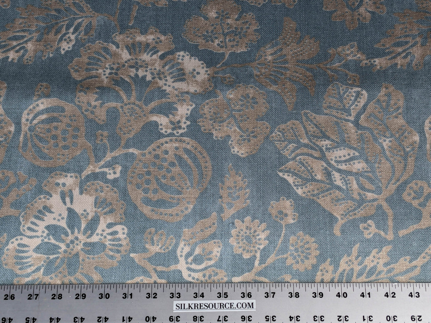 Scalamandre CALAIS LINEN PRINT in Sky Blue Mediterrinan Pomegranite Block Print Heavy Linen MSRP USD300+/y