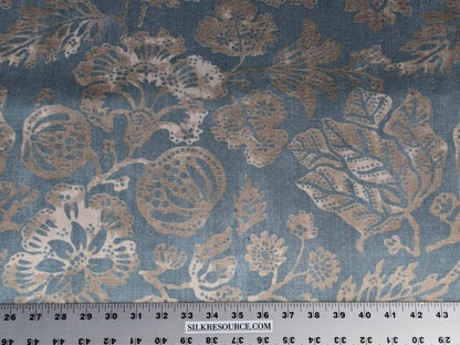Scalamandre CALAIS LINEN PRINT in Sky Blue Mediterrinan Pomegranite Block Print Heavy Linen MSRP USD300+/y